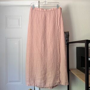 HOLTE vintage blush pink linen wrap style midi maxi skirt